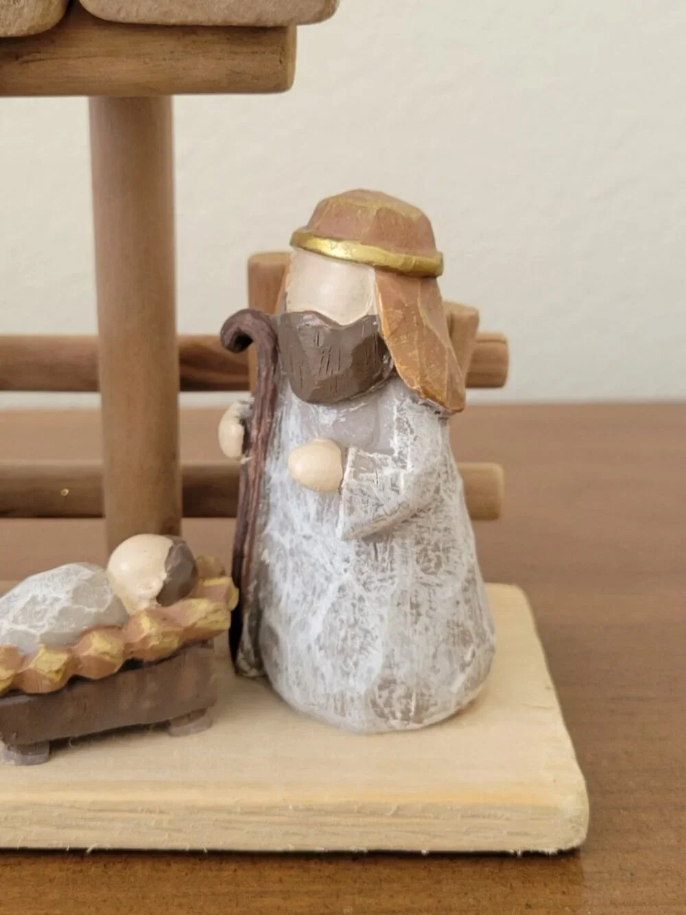 Miniature Wooden Nativity Set Holy Family Rustic Christmas Tabletop Tree Decor